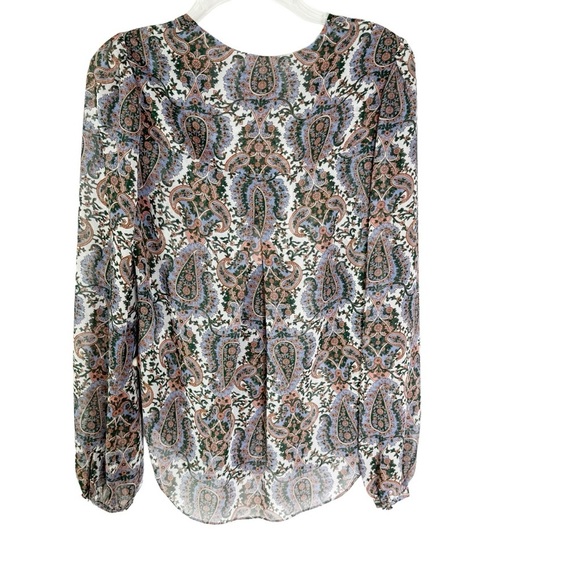 VERONICA BEARD Lowell Paisley Pin Tuck Long Sleeve Blouse Size 4 - Picture 5 of 13